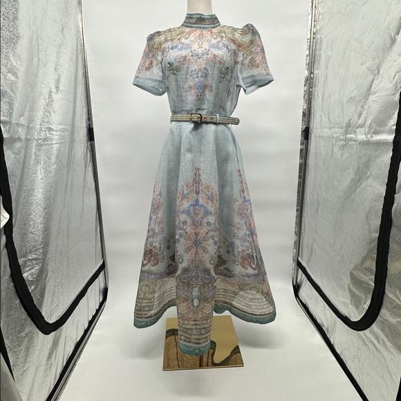 Zimmermann Blue Paisley Midi Dress size 2 - Picture 1 of 8